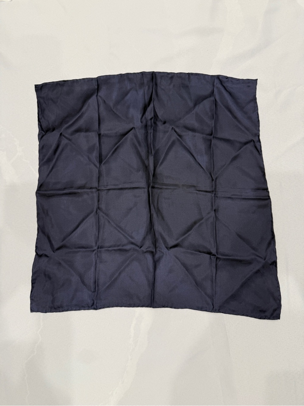 Navy Blue Silk Square Scarf 18” x 18”